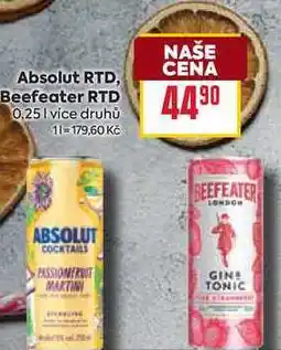 Billa Absolut RTD, Beefeater RTD 0,25l nabídka