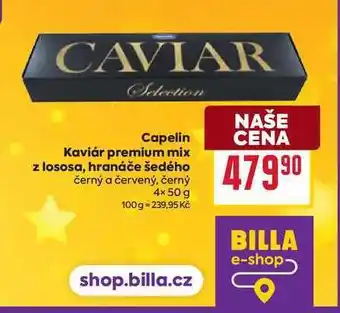 Capelin Kaviár premium mix z lososa, hranáče šedého černý a červený, černý 4×50 g