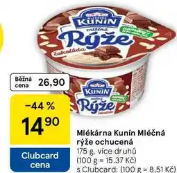 Tesco Mlékárna Kunín Mléčná rýže ochucená, 175 g, více druhů nabídka
