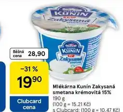 Tesco Mlékárna Kunín Zakysaná smetana krémovitá 15%, 190 g nabídka