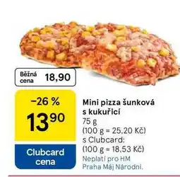 Tesco Mini pizza šunková s kukuřicí, 75 g nabídka