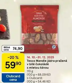 Tesco Tesco Mandle jádra pražená v bílé čokoládě s mletou kávou, 110 g nabídka