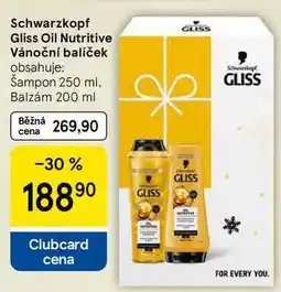 Tesco Schwarzkopf Gliss Oil Nutritive Vánoční balíček obsahuje: Šampon 250 ml, Balzám 200 ml nabídka