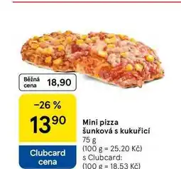 Tesco Mini pizza šunková s kukuřicí, 75 g nabídka