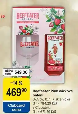 Tesco Beefeater Pink dárkové balení 37.5%, 0,7 l + sklenička nabídka