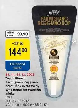 Tesco Tesco Finest Parmigiano Reggiano polotučný extra tvrdý sýr z nepasterovaného mléka, 170 g nabídka