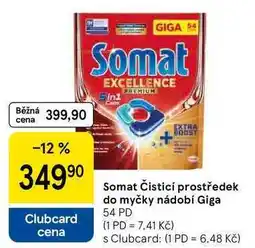 Tesco Somat Čisticí prostředek do myčky nádobí Giga, 54 PD nabídka