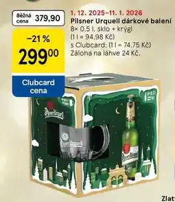 Tesco Pilsner Urquell dárkové balení, 8x 0,5 l, sklo + krýgl nabídka