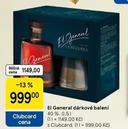 Tesco El General dárkové balení 40%, 0.5 l nabídka