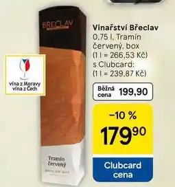 Tesco Vinařství Břeclav, 0.75 l, Tramín červený, box nabídka