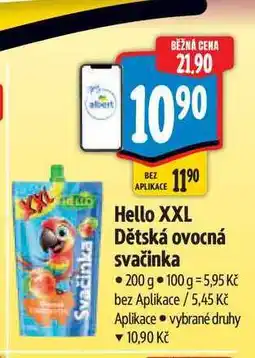 Albert Hello XXL Dětská ovocná svačinka 200 g nabídka