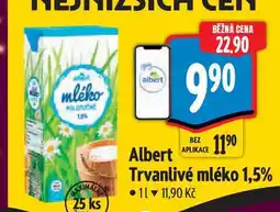 Albert Albert Trvanlivé mléko 1,5%1 l nabídka