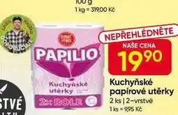 Hruška PAPILIO Kuchyňské papírové utěrky 2 ks, 2-vrstvé nabídka