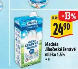 Albert Madeta Jihočeské čerstvé mléko 1,5% 1 l nabídka