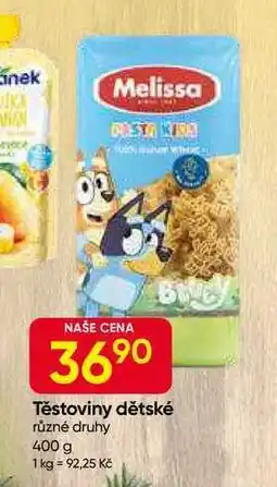 Hruška Melissa Těstoviny dětské různé druhy 400 g nabídka