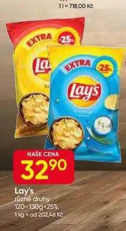 Hruška Lay's různé druhy 120-130g+25% nabídka