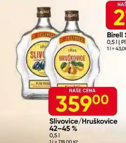 Hruška R. JELÍNEK Slivovice bílá 45% 0,5l budík nabídka