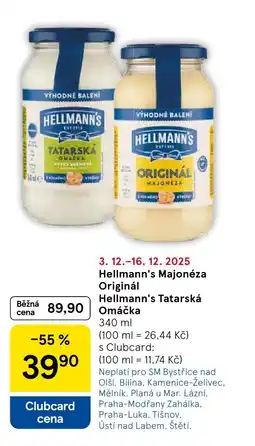 Tesco Hellmann's Majonéza Originál Hellmann's Tatarská Omáčka nabídka