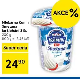 Tesco Mlékárna Kunín Smetana ke šlehání 31% nabídka