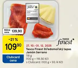 Tesco Tesco Finest Středomořský tapas Jamón Serrano nabídka