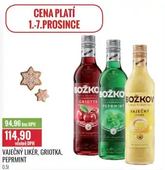 BOŽKOV Vaječný likér, griotka, peprmint