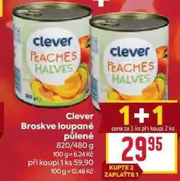 Billa Clever Broskve loupané půlené 820/480 g nabídka