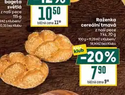 Billa Raženka cereální tmavá z naší pece 1 ks, 70 g nabídka