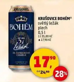 Penny Market KRUŠOVICE BOHÉM světlý ležák plech, 0,5 l nabídka