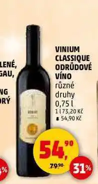 Penny Market VINIUM CLASSIQUE ODRŮDOVÉ VÍNO, 0,75 l nabídka