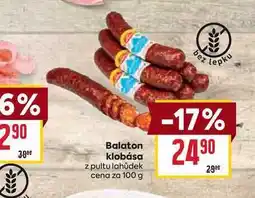 Billa Balaton klobása z pultu lahůdek cena za 100g nabídka