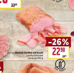 Billa Uzená šunka od kosti z pultu lahůdek cena za 100g nabídka