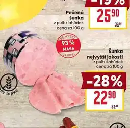 Billa Šunka nejvyšší jakosti z pultu lahůdek cena za 100g nabídka