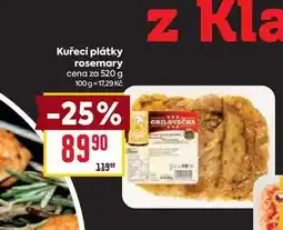 Billa Kuřecí plátky rosemary cena za 520 g nabídka