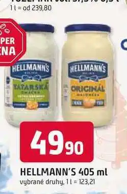 Trefa Hellmann's majonéza, tatarská omáčka 405ml, vybrané druhy nabídka