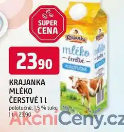 Trefa KRAJANKA MLÉKO ČERSTVÉ 1l polotučné, 1,5% tuku nabídka