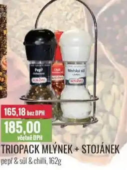 Ratio Triopack mlýnek + stojánek pepř & sůl & chilli nabídka