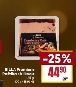 Billa BILLA Premium Paštika s klikvou 125 g nabídka