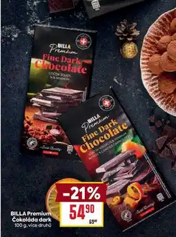 Billa BILLA Premium Čokoláda dark 100g nabídka