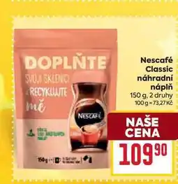 Billa Nescafé Classic náhradní náplň 150 g nabídka
