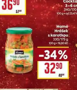 Billa Hamé Hrášek s karotkou 330/175 g nabídka