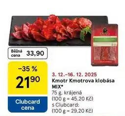 Tesco Kmotr Kmotrova klobása MIX, 75 g, krájená nabídka