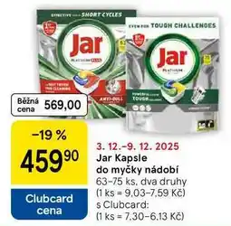 Tesco Jar Kapsle do myčky nádobí, 63-75 ks, dva druhy nabídka