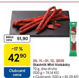 Tesco Stastnik Mini klobásky, 70 g, dva druhy nabídka