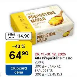 Tesco Alfa Přepuštěné máslo, 200 g nabídka