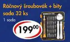 CBA Ráčnový šroubovák + bity sada, 32 ks nabídka