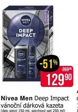 Teta Nivea Men Deep Impact vánoční dárková kazeta (deo sprei 150 ml, sprchový gel 250 ml) nabídka