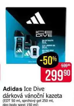 Teta Adidas Ice Dive dárková vánoční kazeta (EDT 50 ml, sprchový gel 250 ml, deo body sprei 150 ml) nabídka