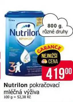 Teta Nutrilon pokračovací mléčná výživa 800 g nabídka