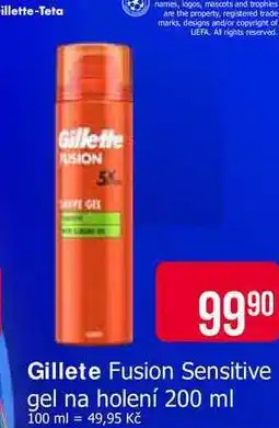 Teta Gillete Fusion Sensitive gel na holení 200 ml nabídka