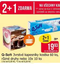 Teta Q-Soft 3vrstvé kapesníky kostka 60 ks, různé druhy nabídka